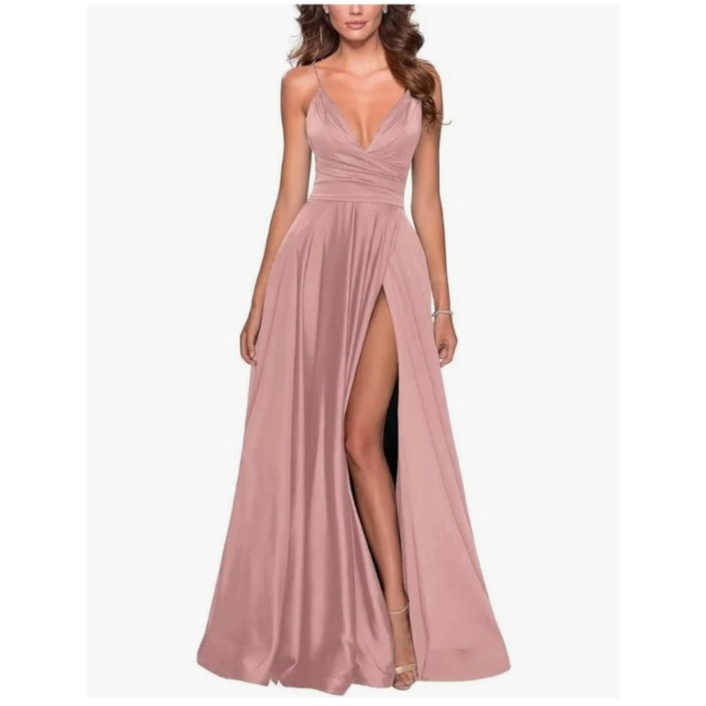 Bridesmaid or Prom, Dusty Rose Satin Dress